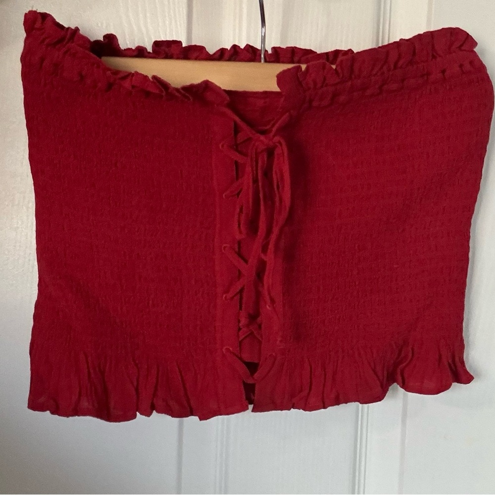 AE Red Lace-Up Tube Top